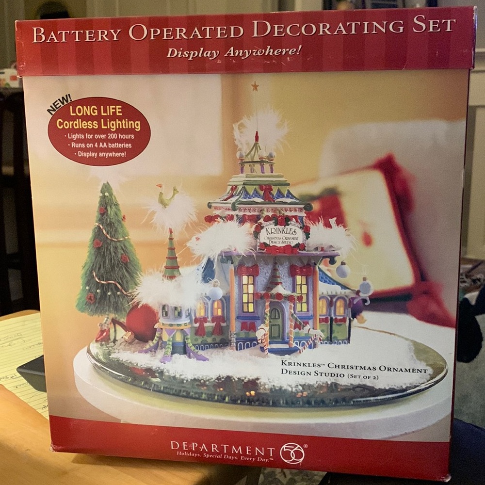 Department 56 Krinkles Christmas Ornament Design Studio (cordless lighted)